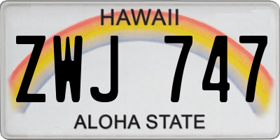 HI license plate ZWJ747