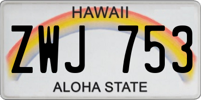 HI license plate ZWJ753