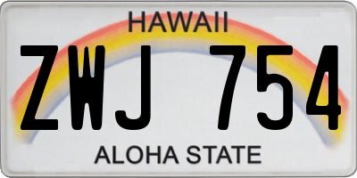HI license plate ZWJ754