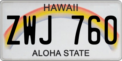 HI license plate ZWJ760