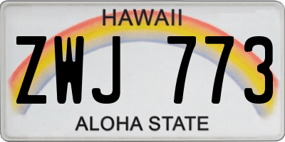 HI license plate ZWJ773