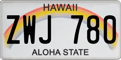 HI license plate ZWJ780