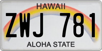 HI license plate ZWJ781