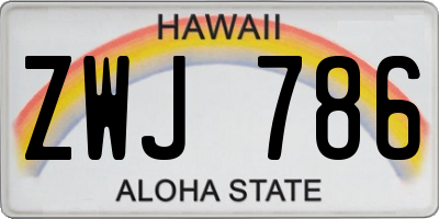 HI license plate ZWJ786