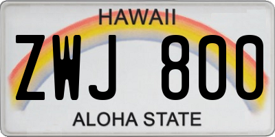 HI license plate ZWJ800