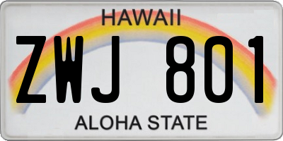 HI license plate ZWJ801