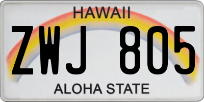 HI license plate ZWJ805