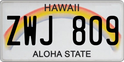 HI license plate ZWJ809