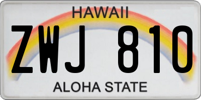 HI license plate ZWJ810