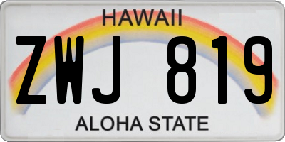 HI license plate ZWJ819