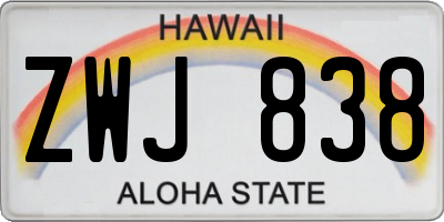 HI license plate ZWJ838