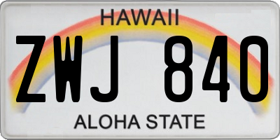 HI license plate ZWJ840