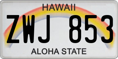HI license plate ZWJ853