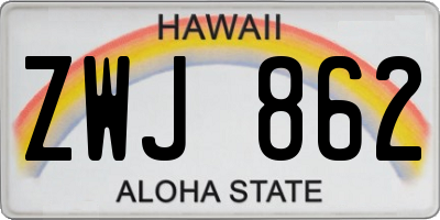 HI license plate ZWJ862