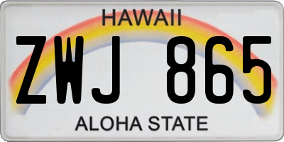 HI license plate ZWJ865