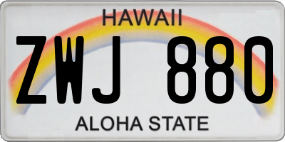 HI license plate ZWJ880