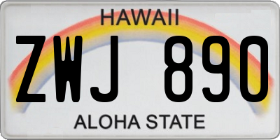 HI license plate ZWJ890