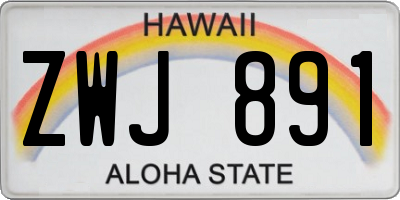 HI license plate ZWJ891