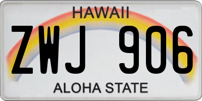HI license plate ZWJ906