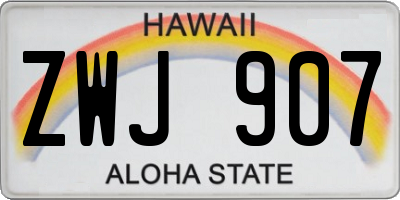 HI license plate ZWJ907