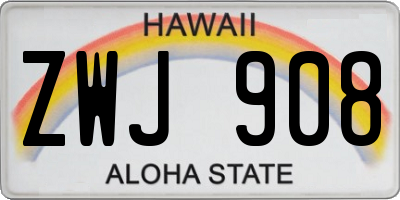 HI license plate ZWJ908