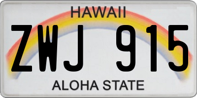 HI license plate ZWJ915
