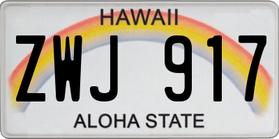 HI license plate ZWJ917