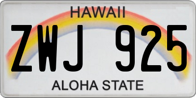 HI license plate ZWJ925