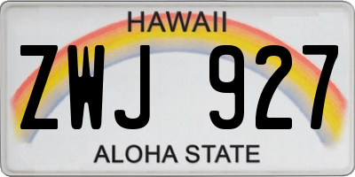 HI license plate ZWJ927