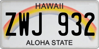 HI license plate ZWJ932