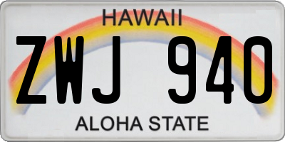 HI license plate ZWJ940