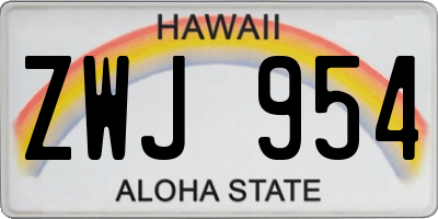 HI license plate ZWJ954
