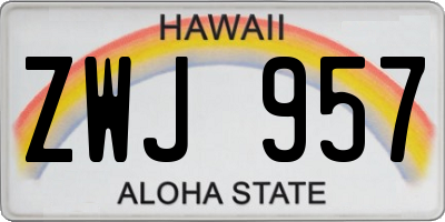 HI license plate ZWJ957