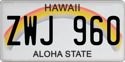 HI license plate ZWJ960