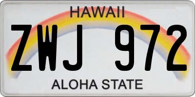 HI license plate ZWJ972