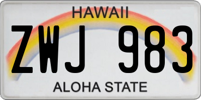 HI license plate ZWJ983