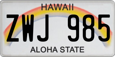 HI license plate ZWJ985
