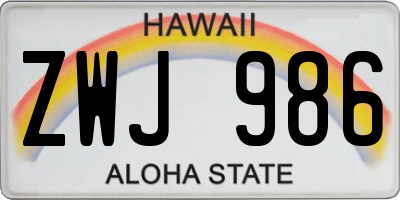 HI license plate ZWJ986