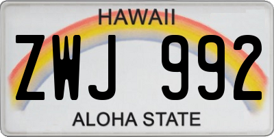 HI license plate ZWJ992