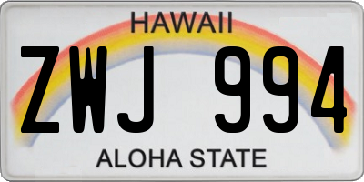 HI license plate ZWJ994