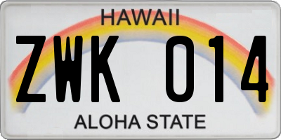 HI license plate ZWK014