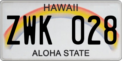 HI license plate ZWK028