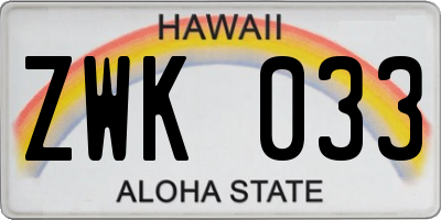HI license plate ZWK033