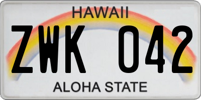 HI license plate ZWK042