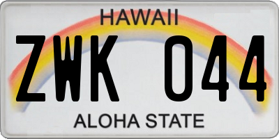HI license plate ZWK044