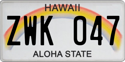 HI license plate ZWK047