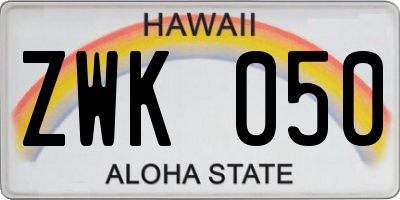 HI license plate ZWK050
