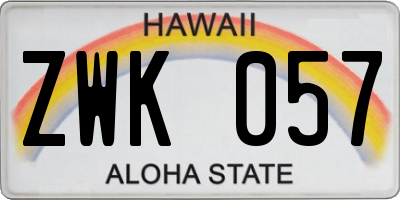 HI license plate ZWK057