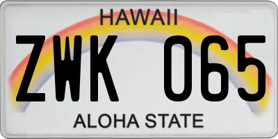 HI license plate ZWK065