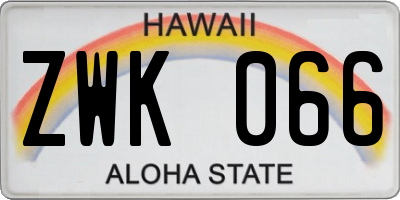 HI license plate ZWK066